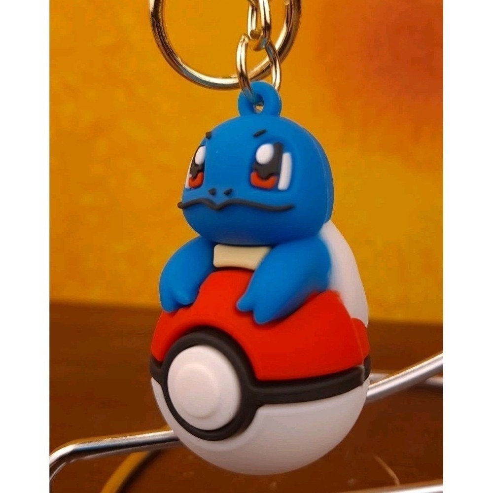 Pokemon Pokeball Squirtle 3D PVC Keychain Backpack Clip 8" Long‎